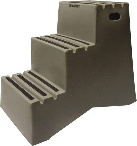 Diversified Plastics - 3 Steps, 2' 5-1/2"' High, Polypropylene Step Stand - 500 Lb Load Capacity, 22-1/2" Base Width - Apex Tool & Supply