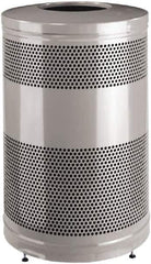Rubbermaid - 51 Gal Silver Round Decorative Waste Receptacle With Top - Steel, 902mm High - Apex Tool & Supply