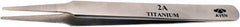 Aven - 4-1/2" OAL 2A Precision Tweezers - Rounded Flat Tip with Tapering Edge - Apex Tool & Supply