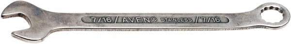 Aven - 7/16" 12 Point Combination Wrench - 6-1/16" OAL, Stainless Steel, Polished Finish - Apex Tool & Supply