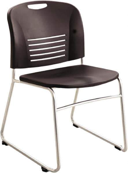 Safco - Plastic Black Stacking Chair - Silver Frame, 22-1/2" Wide x 19-1/2" Deep x 32-1/2" High - Apex Tool & Supply