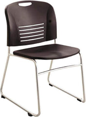 Safco - Plastic Black Stacking Chair - Silver Frame, 22-1/2" Wide x 19-1/2" Deep x 32-1/2" High - Apex Tool & Supply