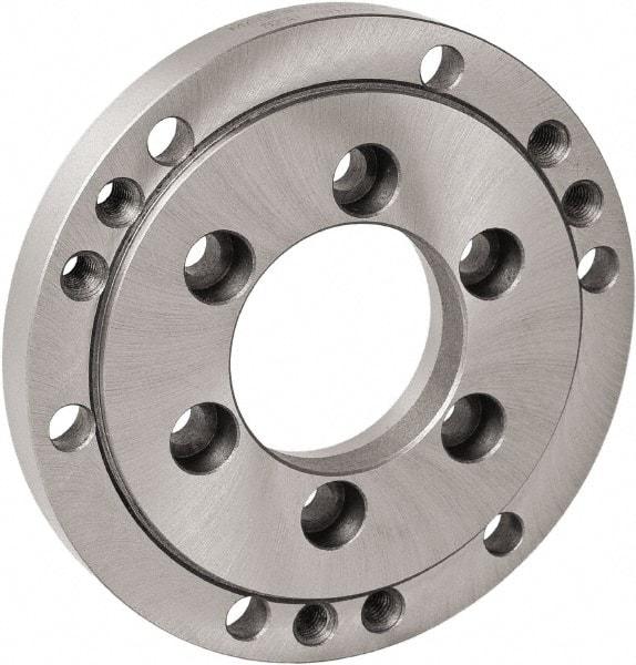 Bison - Adapter Back Plate for 16" Diam Self Centering Lathe Chucks - A2-8 Mount, 5.3583" Through Hole Diam, 15.748" OD, 0.1772" Flange Height, Cast Iron - Apex Tool & Supply