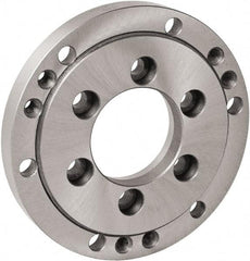 Bison - Adapter Back Plate for 16" Diam Self Centering Lathe Chucks - A2-8 Mount, 5.3583" Through Hole Diam, 15.748" OD, 0.1772" Flange Height, Cast Iron - Apex Tool & Supply