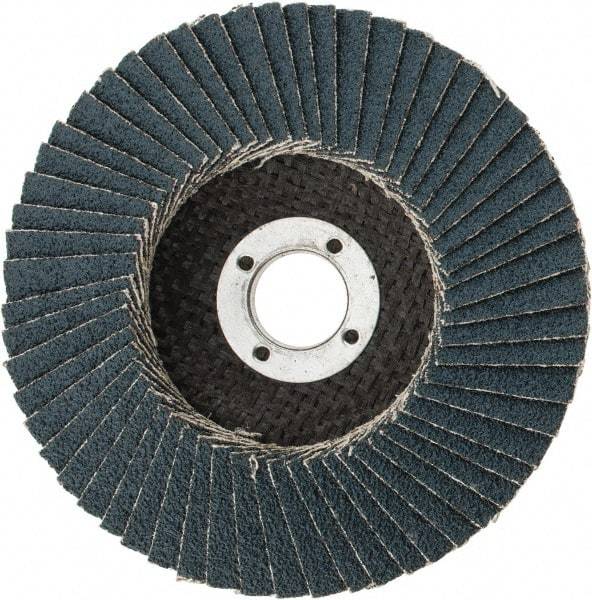 3M - 60 Grit, 4" Disc Diam, 5/8" Center Hole, Type 29 Zirconia Alumina Flap Disc - 13,300 Max RPM, Cloth Backing, Arbor Attaching System, Coated - Apex Tool & Supply