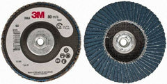3M - 60 Grit, 4" Disc Diam, 3/8-24 Center Hole, Type 29 Zirconia Alumina Flap Disc - 13,300 Max RPM, Cloth Backing, Arbor Attaching System, Coated - Apex Tool & Supply