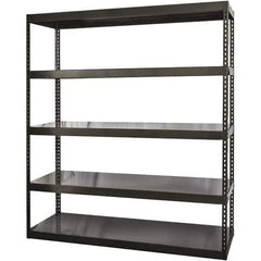 Hallowell - 5 Shelf Starter Solid Steel Waterfall Open Steel Shelving - 1,900 Lb Capacity, 96" Wide x 84" High x 24" Deep, Black - Apex Tool & Supply