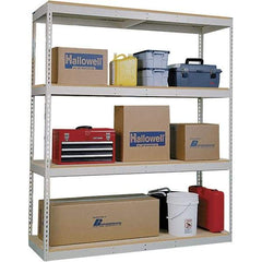 Hallowell - 4 Shelf Starter Open Steel Shelving - 1 Lb Capacity, 96" Wide x 84" High x 48" Deep, Tan - Apex Tool & Supply