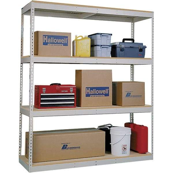 Hallowell - 4 Shelf Starter Open Steel Shelving - 1 Lb Capacity, 48" Wide x 84" High x 18" Deep, Tan - Apex Tool & Supply