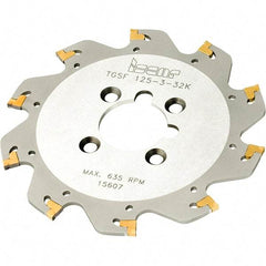 Iscar - Arbor Hole Connection, 3mm Cutting Width, 19mm Depth of Cut, 80mm Cutter Diam, 22mm Hole Diam, 7 Tooth Indexable Slotting Cutter - TGSF Toolholder, TAG Insert, Right Hand Cutting Direction - Apex Tool & Supply