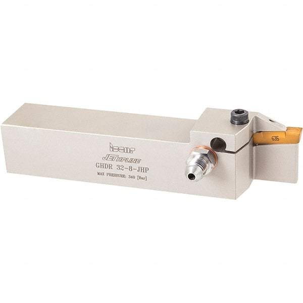 Iscar - External Thread, 0.4724" Max Depth of Cut, 135mm OAL, Left Hand Indexable Grooving Cutoff Toolholder - 25mm Shank Height x 25mm Shank Width, TAG Insert Style, TGBH Toolholder Style, Series Tang-Grip - Apex Tool & Supply