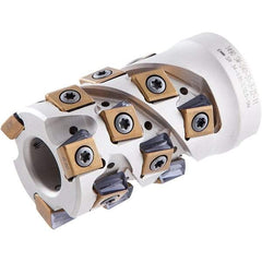 Iscar - 9 Inserts, 2" Cut Diam, 1" Arbor Diam, 1.41" Max Depth of Cut, Indexable Square-Shoulder Face Mill - 0/90° Lead Angle, 2.2" High, T490 LN.. 1306 Insert Compatibility, Through Coolant, Series Helitang - Apex Tool & Supply