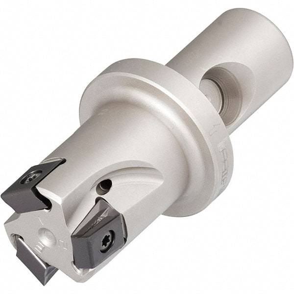 Iscar - 2" Cut Diam, 0.49" Max Depth of Cut, 2.086" OAL, Indexable Square Shoulder Helical End Mill - T490 LN.. 1306 Inserts, CF4 Modular Connection, 90° Lead Angle, Through Coolant, Series Helitang - Apex Tool & Supply