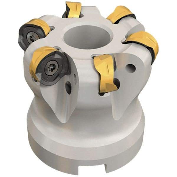 Iscar - 63mm Cut Diam, 6mm Max Depth, 22mm Arbor Hole, 7 Inserts, H606 RXCU 1206-AX.. Insert Style, Indexable Copy Face Mill - H606 FR-12 Cutter Style, 50mm High, Through Coolant, Series Helido - Apex Tool & Supply