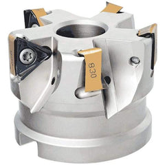 Iscar - 3 Inserts, 50mm Cut Diam, 22mm Arbor Diam, 13mm Max Depth of Cut, Indexable Square-Shoulder Face Mill - 0/90° Lead Angle, 40mm High, HM390 TDKT 1505 Insert Compatibility, Through Coolant, Series HeliIQMill - Apex Tool & Supply