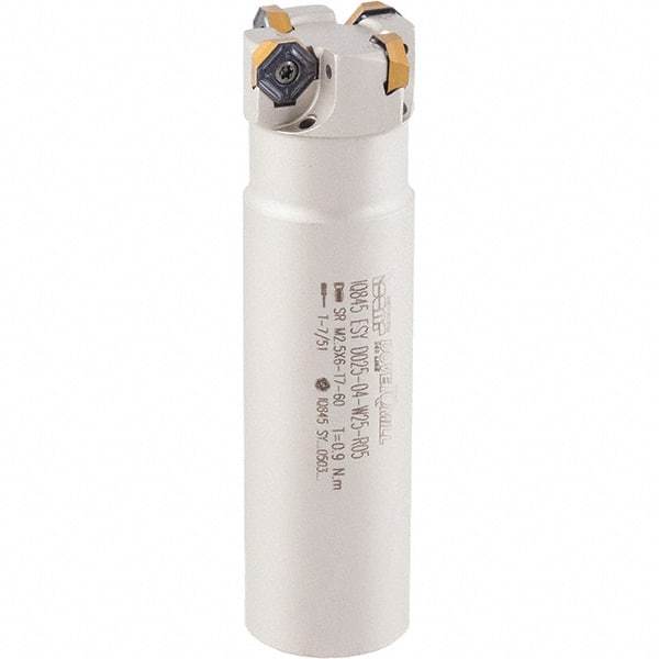 Iscar - 16mm Cut Diam, 5mm Max Depth of Cut, 16mm Shank Diam, 100mm OAL, Indexable Square Shoulder Helical End Mill - HM390 TCKT 0703PCTR Inserts, Cylindrical Shank, 0° Lead Angle, Through Coolant, Series HeliIQMill - Apex Tool & Supply