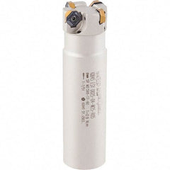 Iscar - 16mm Cut Diam, 5mm Max Depth of Cut, 16mm Shank Diam, 100mm OAL, Indexable Square Shoulder Helical End Mill - HM390 TCKT 0703PCTR Inserts, Cylindrical Shank, 0° Lead Angle, Through Coolant, Series HeliIQMill - Apex Tool & Supply