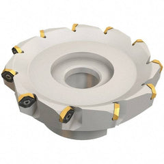 Iscar - 72.4mm Cut Diam, 22mm Arbor Hole, 4.6mm Max Depth of Cut, 50° Indexable Chamfer & Angle Face Mill - 5 Inserts, IQ845 SYHU 07.. Insert, Right Hand Cut, Through Coolant, Series DoveIQMill - Apex Tool & Supply