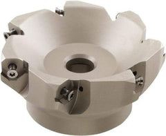 Iscar - 109.4mm Cut Diam, 32mm Arbor Hole, 4.6mm Max Depth of Cut, 50° Indexable Chamfer & Angle Face Mill - 7 Inserts, IQ845 SYHU 07.. Insert, Right Hand Cut, Through Coolant, Series DoveIQMill - Apex Tool & Supply