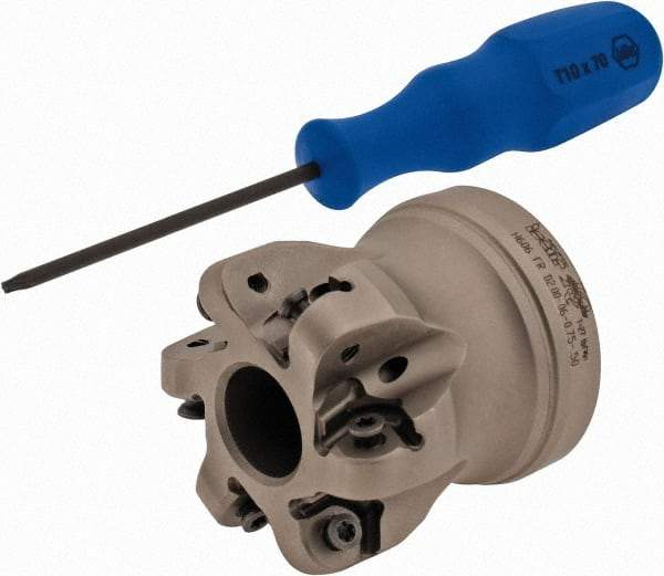 Iscar - 2" Cut Diam, 1/4" Max Depth, 3/4" Arbor Hole, 6 Inserts, H606 RXCU 43-AX.. Insert Style, Indexable Copy Face Mill - H606 FR-.50 Cutter Style, 2" High, Series Helido - Apex Tool & Supply