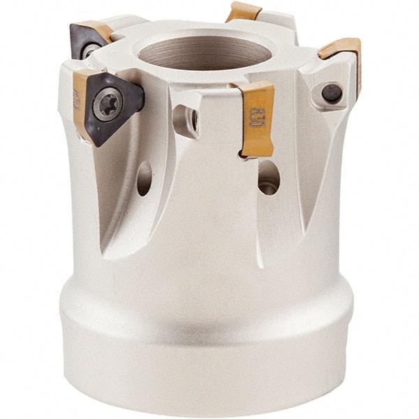Iscar - 5 Inserts, 32mm Cut Diam, 16mm Arbor Diam, 5mm Max Depth of Cut, Indexable Square-Shoulder Face Mill - 0° Lead Angle, 35mm High, HM390 TCKT 0703PCTR Insert Compatibility, Through Coolant, Series HeliIQMill - Apex Tool & Supply