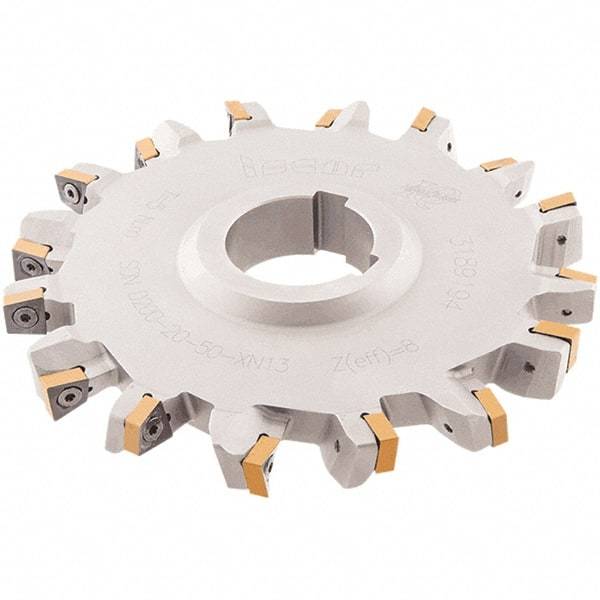 Iscar - Arbor Hole Connection, 0.56" Cutting Width, 1.075" Depth of Cut, 4" Cutter Diam, 1-1/4" Hole Diam, 10 Tooth Indexable Slotting Cutter - SDN-XN13 Toolholder, XNMU 13 Insert, Neutral Cutting Direction - Apex Tool & Supply