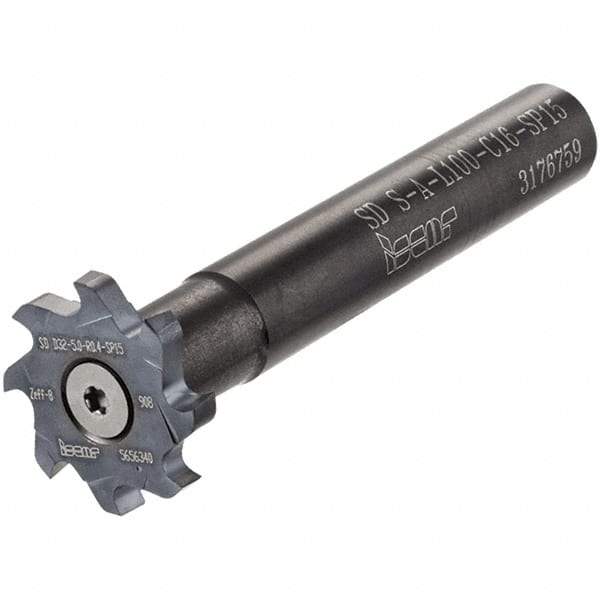 Iscar - T-Slot 16mm Stepped Shank Milling Tip Insert Holder & Shank - 18.2mm Projection, 0.596" Neck Diam, M5x0.50 Neck Thread, 130mm OAL, Carbide SD S-A Tool Holder - Apex Tool & Supply