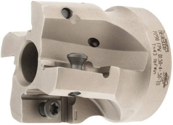 Iscar - 4 Inserts, 1-1/2" Cut Diam, 1/2" Arbor Diam, 0.708" Max Depth of Cut, Indexable Square-Shoulder Face Mill - 0° Lead Angle, 1.57" High, P290 AC.T 1806.. Insert Compatibility, Through Coolant, Series MillShred - Apex Tool & Supply