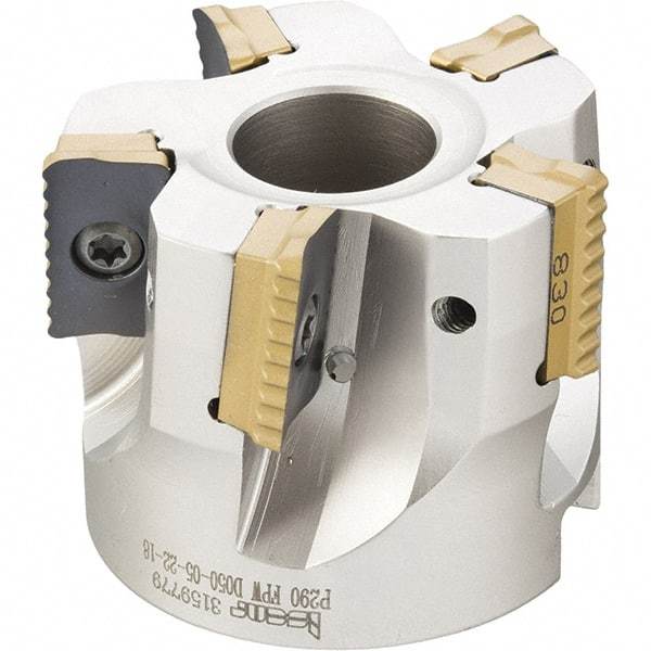 Iscar - 6 Inserts, 2-1/2" Cut Diam, 1" Arbor Diam, 0.708" Max Depth of Cut, Indexable Square-Shoulder Face Mill - 0° Lead Angle, 1.57" High, P290 AC.T 1806.. Insert Compatibility, Through Coolant, Series MillShred - Apex Tool & Supply