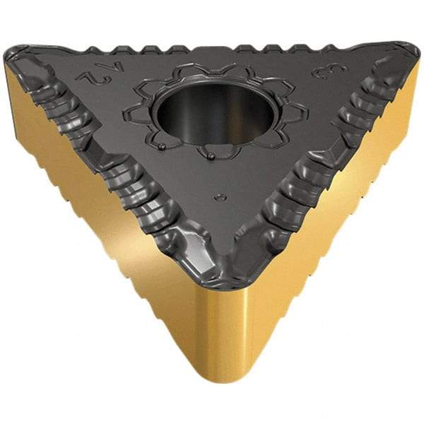 Iscar - TNMG332 F3P Grade IC8150 Carbide Turning Insert - TiCN/Al2O3/TiCN/TiN Finish, 60° Triangle, 3/8" Inscr Circle, 3/16" Thick, 1/32" Corner Radius - Apex Tool & Supply