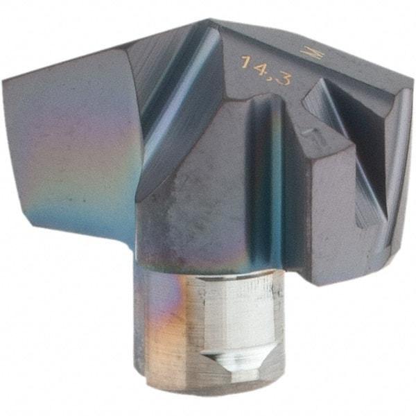 Iscar - Series ICM, 14.3mm Diam Grade IC907 140° Replaceable Drill Tip - Carbide, TiAlN/TiN Finish, 14 Seat Size - Apex Tool & Supply