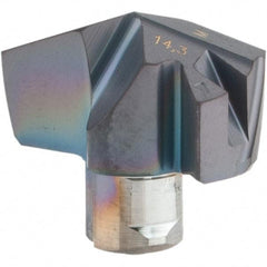 Iscar - Series ICM, 14.3mm Diam Grade IC907 140° Replaceable Drill Tip - Carbide, TiAlN/TiN Finish, 14 Seat Size - Apex Tool & Supply
