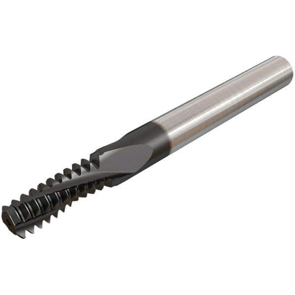 Iscar - 5/16-24 UNF, 0.2598" Cutting Diam, 3 Flute, Solid Carbide Helical Flute Thread Mill - Internal Thread, 9/16" LOC, 64mm OAL, 8mm Shank Diam - Apex Tool & Supply