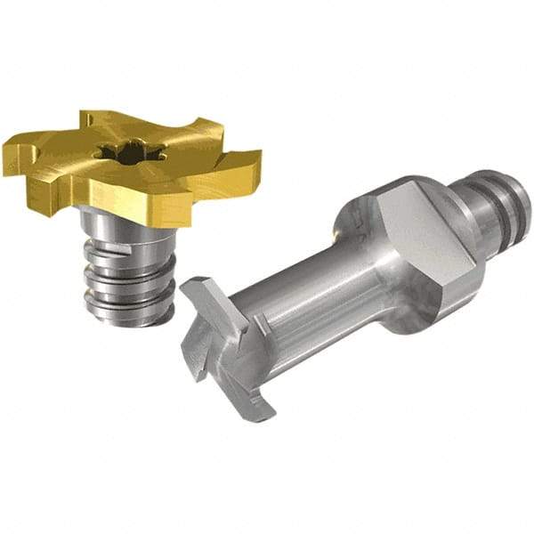 Iscar - MM TS-N Grade IC908 Carbide T-Slot Milling Tip Insert - TiAlN Finish, 4 Flutes, 7.7mm Cutting Diam, 1.19mm Depth of Cut, 14.99mm Extension, 0.008" Cnr Rad - Apex Tool & Supply
