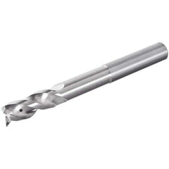 Iscar - 3 Flute Solid Carbide Roughing & Finishing Corner Radius End Mill - Uncoated, Straight Shank, 39° Helix, Non-Centercutting, Regular Length - Apex Tool & Supply