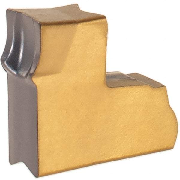 Iscar - TAG3 LF IC830 Grade, 0.12" Cutting Width, Carbide Cutoff Insert - Neutral Lead Angle, 0.008" Cnr Rad, AlTiN/TiN Coated, Single End - Apex Tool & Supply