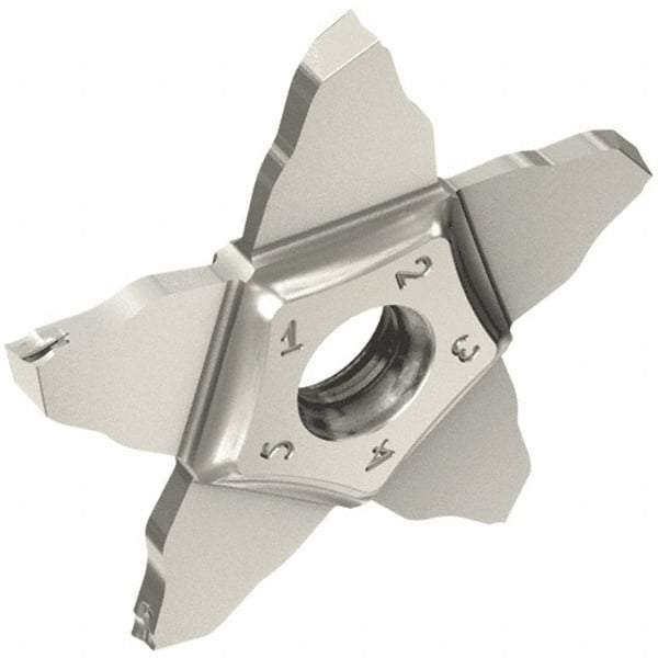 Iscar - 34L200PENTA J Grade IC908, 2.01mm Cutting Width Carbide Grooving Insert - Left Hand, 0.1mm Corner Radius, TiAlN Finish - Apex Tool & Supply