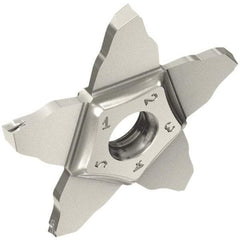 Iscar - 34L200PENTA J Grade IC908, 2.01mm Cutting Width Carbide Grooving Insert - Left Hand, 0.1mm Corner Radius, TiAlN Finish - Apex Tool & Supply