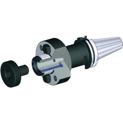 Kennametal - DIN69871-50 Taper Shank 40mm Pilot Diam Shell Mill Holder - 100mm Flange to Nose End Projection, 89.3mm Nose Diam, M20x2.5 Lock Screw, Through-Spindle & DIN Flange Coolant - Exact Industrial Supply