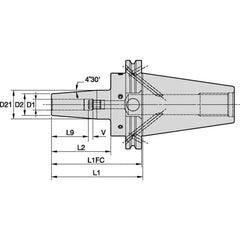 Kennametal - 25mm Hole Diam, CVKV40 Taper Shank Shrink Fit Tool Holder & Adapter - 101.6mm Projection, 44mm Nose Diam, 47mm Clamping Depth, 20,000 RPM, Through Coolant - Exact Industrial Supply