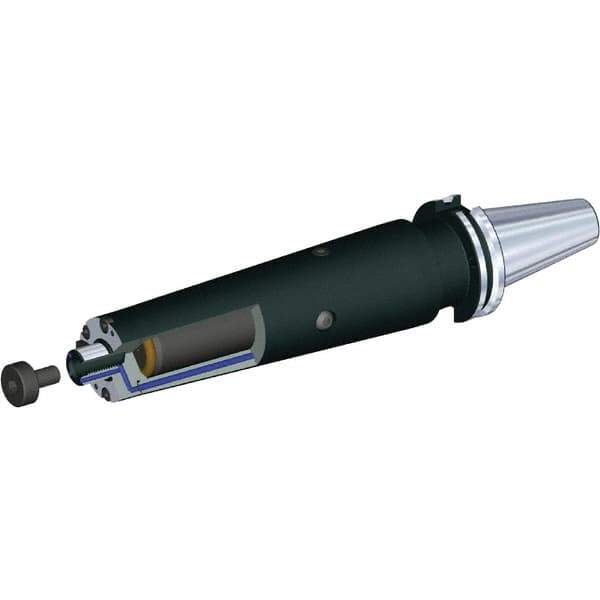 Kennametal - CAT40 Taper Shank 1" Pilot Diam Shell Mill Holder - 9" Flange to Nose End Projection, 2.19" Nose Diam, 1/2-20 Lock Screw, Through-Spindle & DIN Flange Coolant - Exact Industrial Supply