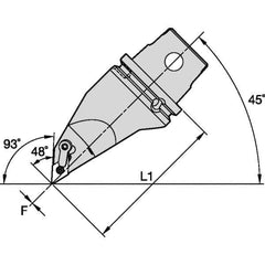 Kennametal - Right Hand Cut, Size KM63, DN.. Insert Compatiblity, Modular Turning & Profiling Cutting Unit Head - 115mm Head Length, Through Coolant, Series M-Clamping - Apex Tool & Supply