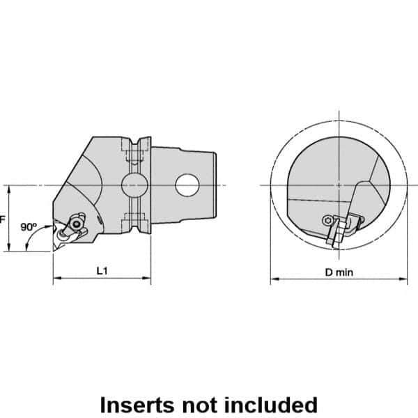 Kennametal - Insert Style LT 16NR, 40mm Head Length, Right Hand Cut, Internal Modular Threading Cutting Unit Head - System Size KM40TS, 27mm Center to Cutting Edge, Series LT Threading - Apex Tool & Supply