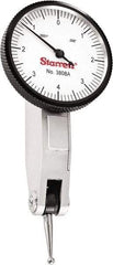Starrett - 0.008 Inch Range, 0.0001 Inch Dial Graduation, Horizontal Dial Test Indicator - 1-1/4 Inch White Dial, 0-4-0 Dial Reading - Apex Tool & Supply