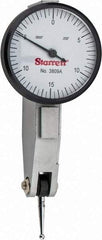 Starrett - 0.03 Inch Range, 0.0005 Inch Dial Graduation, Horizontal Dial Test Indicator - 1-1/4 Inch White Dial, 0-15-0 Dial Reading - Apex Tool & Supply