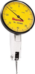 Starrett - 0.8 mm Range, 0.01 mm Dial Graduation, Horizontal Dial Test Indicator - 1-9/16 Inch Yellow Dial, 0-40-0 Dial Reading - Apex Tool & Supply