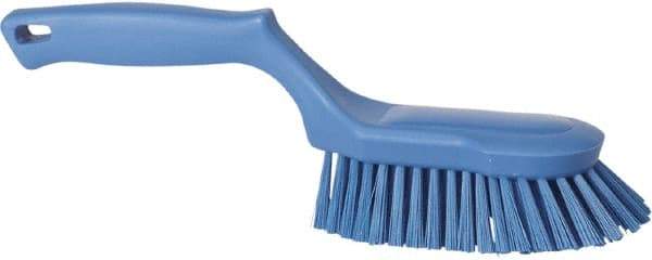 Vikan - 1-1/2" Bristle Length, Polyester Scrub Brush - 5-5/8" Long x 5" Wide Head, 13-1/2" OAL, Blue, Polypropylene Block - Apex Tool & Supply