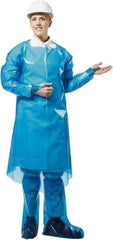 PolyConversions - 4 mil Thick Chemical Resistant Coat Apron - Polyolefin, Blue - Apex Tool & Supply
