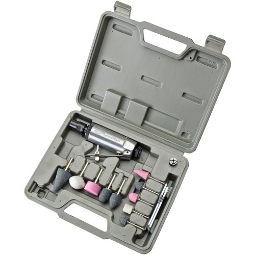 307BK Straight Air Die Grinder Kit, Includes 10 Abrasive Stones and Case, 0.25 Collet, Burr, 28,000 RPM, Front Exhaust, 0.25 HP