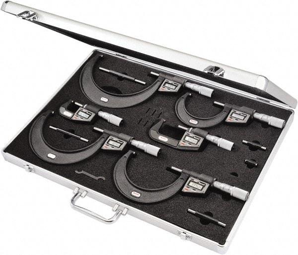 Starrett - 0 to 6" Range, 0.001mm Resolution, No Water Resistance Rating, Electronic Outside Micrometer Sets - Friction Thimble, Carbide Measuring Face - Apex Tool & Supply